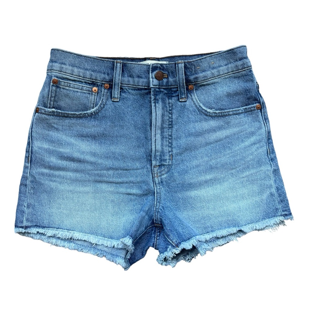 Madewell, The Perfect Jean Short, medium wash, high rise, 27, cotton ble…